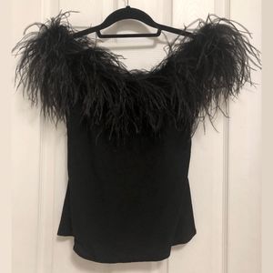 Reformation marabou trimmed off shoulder top